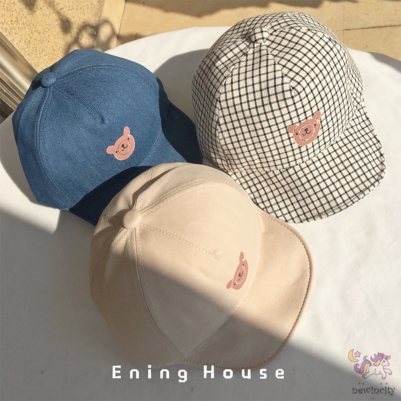 Mũ Lưỡi Trai Thoáng Khí Họa Tiết Gấu Hoạt Hình Phong Cách Hàn Quốc