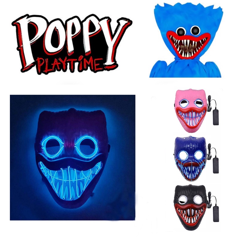 Poppy Playtime Huggy Wuggys Mask Game Costume LED Glow Mask Halloween Party Supplies Dress Up Set Costumes and Accessories