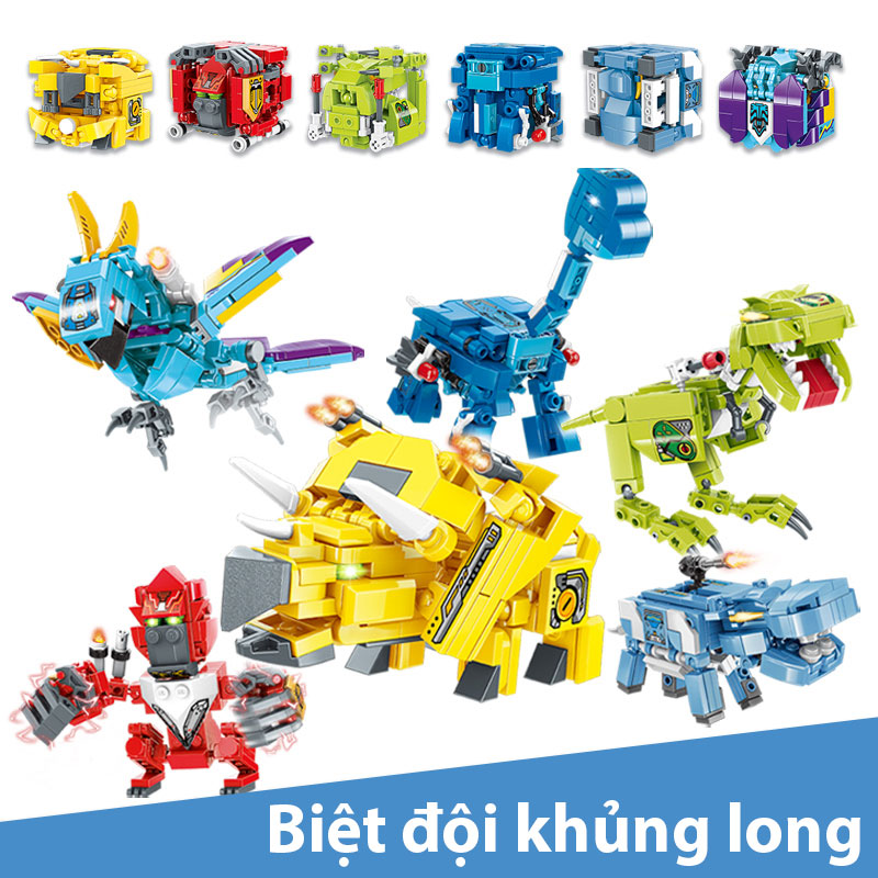 Đồ chơi lắp ghép kiểu Lego Mô hình Biệt đội khủng long chất liệu nhựa ABS