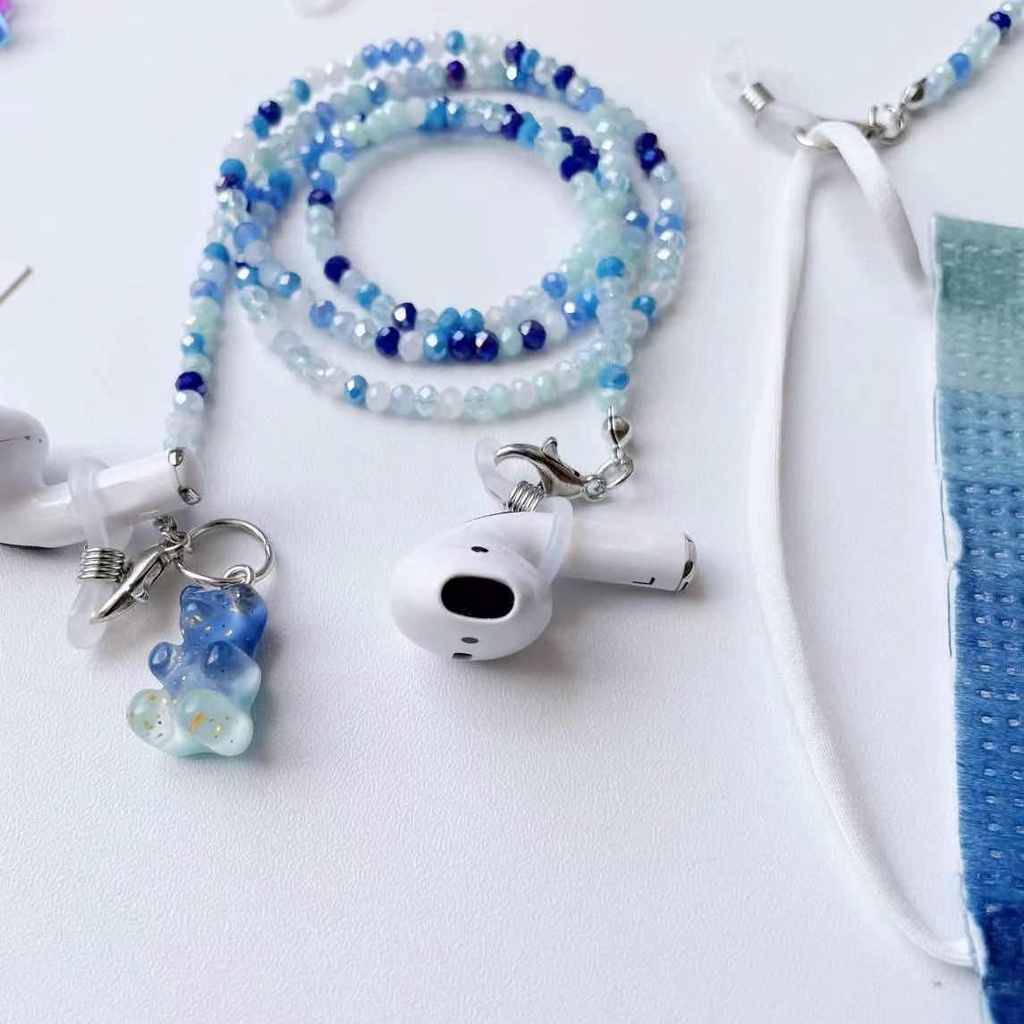 Dây Đeo Mắt Kính Xỏ Hạt Acrylic Hình Gấu Hoạt Hình Sáng Tạo