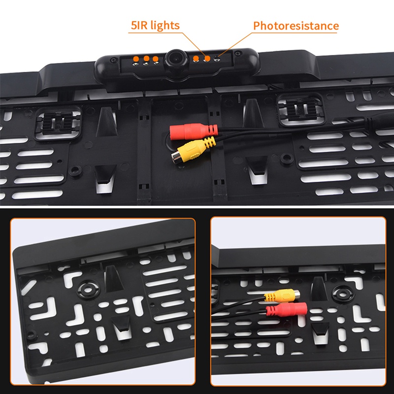 Wireless EU Car License Plate Frame CCD Dynamic Trajectory Rear View Camera Night Vision Reverse Camera with 5 IR Light | BigBuy360 - bigbuy360.vn
