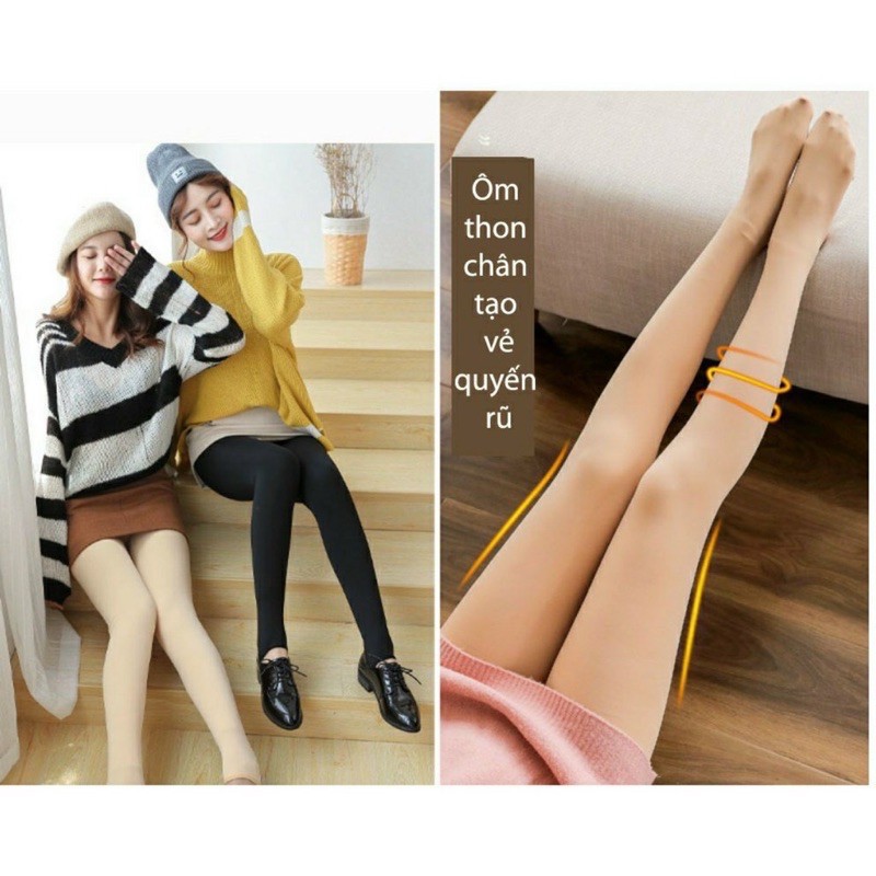 [Mã 44FASHIONSALE1 giảm 10K đơn 50K] Quần tất nữ lót lông giữ nhiệt màu da, màu đen siêu ấm cả bàn QT03