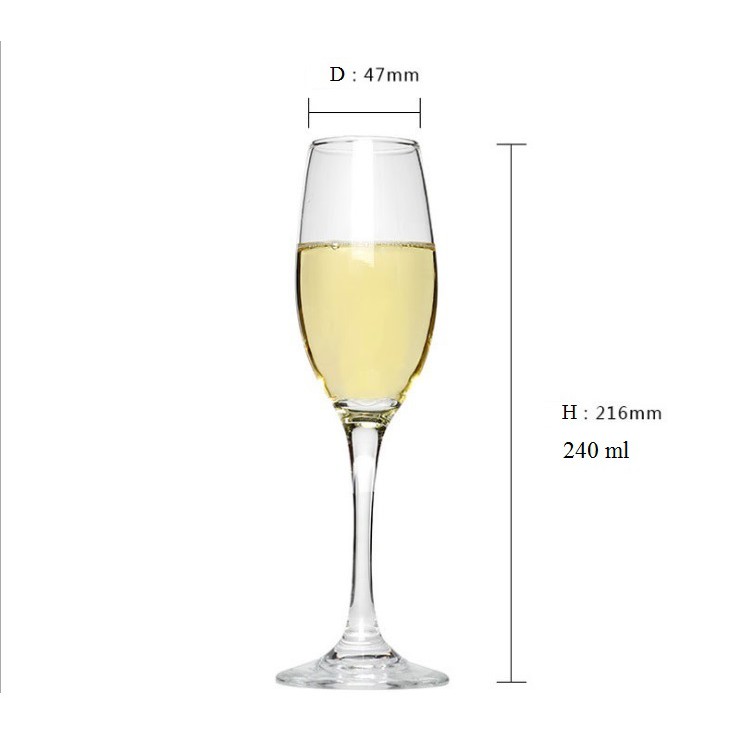 Bộ 06 Ly Thủy Tinh Uống Rượu Vang Trắng Champagne Đẹp Gloreca GL3096 Dung Tích 240ml