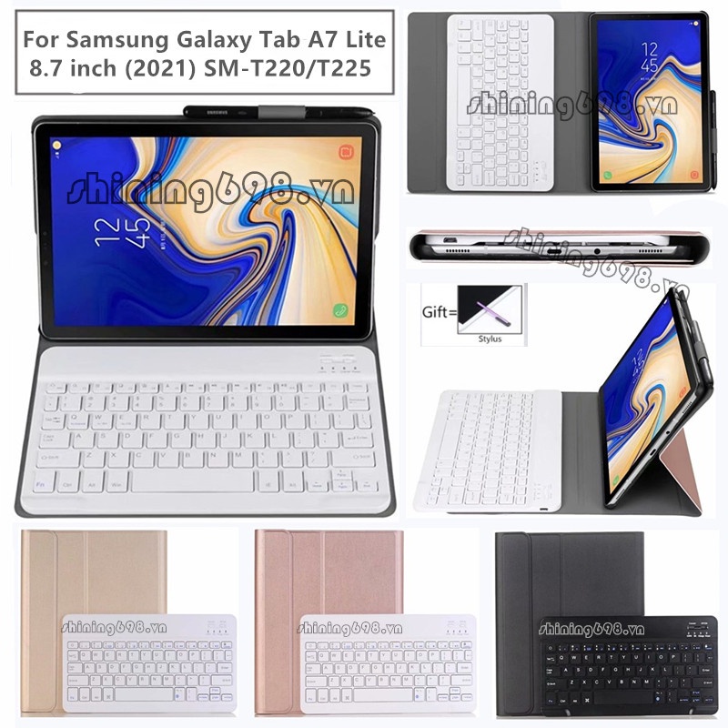 Bao da máy tính bảng nắp gập và bàn phím không dây cao cấp cho Samsung Galaxy Tab A7 Lite 8.7 2021 SM-T220 T225