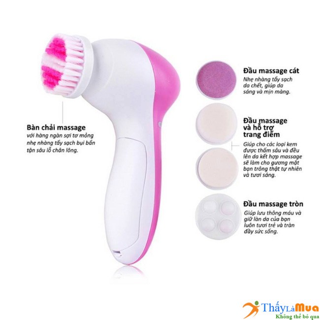 Máy Massage Rửa Mặt 5 In 1 Beauty Care Massager Lựa Chọn Số 1 Của Chị Em Phụ Nữ(có kèm 2 pin AA)