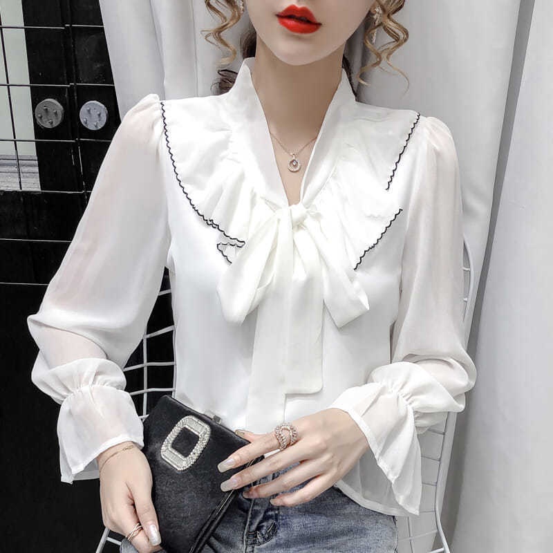 Áo Sơ Mi Cotton Nguyên Chất Tay Dài Cổ Đứng In Họa Tiết Hoa Thời Trang Cho Nữ 2022