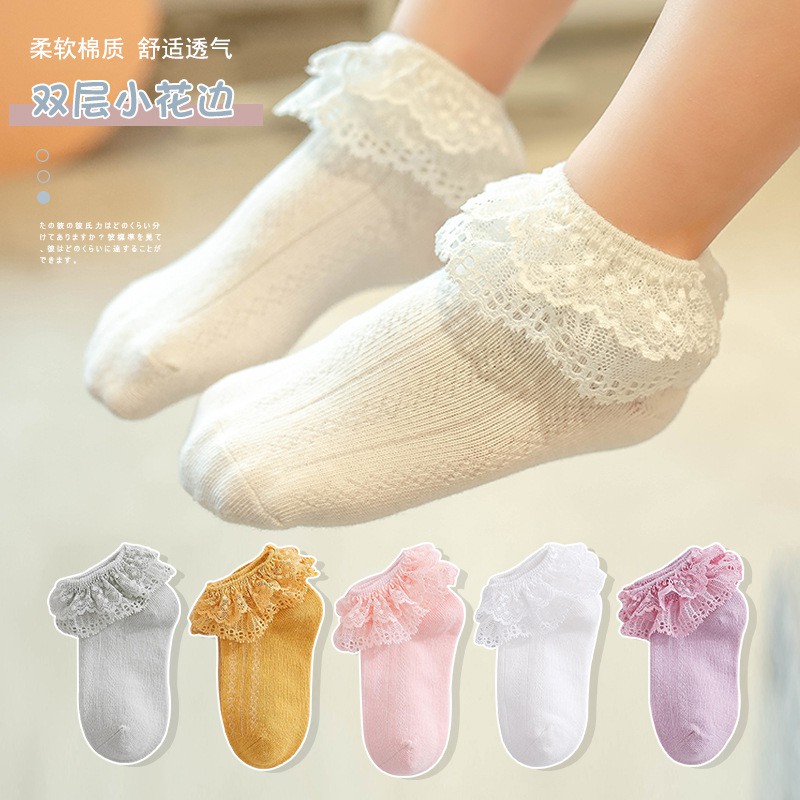 Tất Cho Bé Gái Thêu Rên 100% Cotton Chống Trơn Trượt Hàng Xuất Nhật Tất Trẻ Em Từ 0- 12 Tuổi PK41_TAT