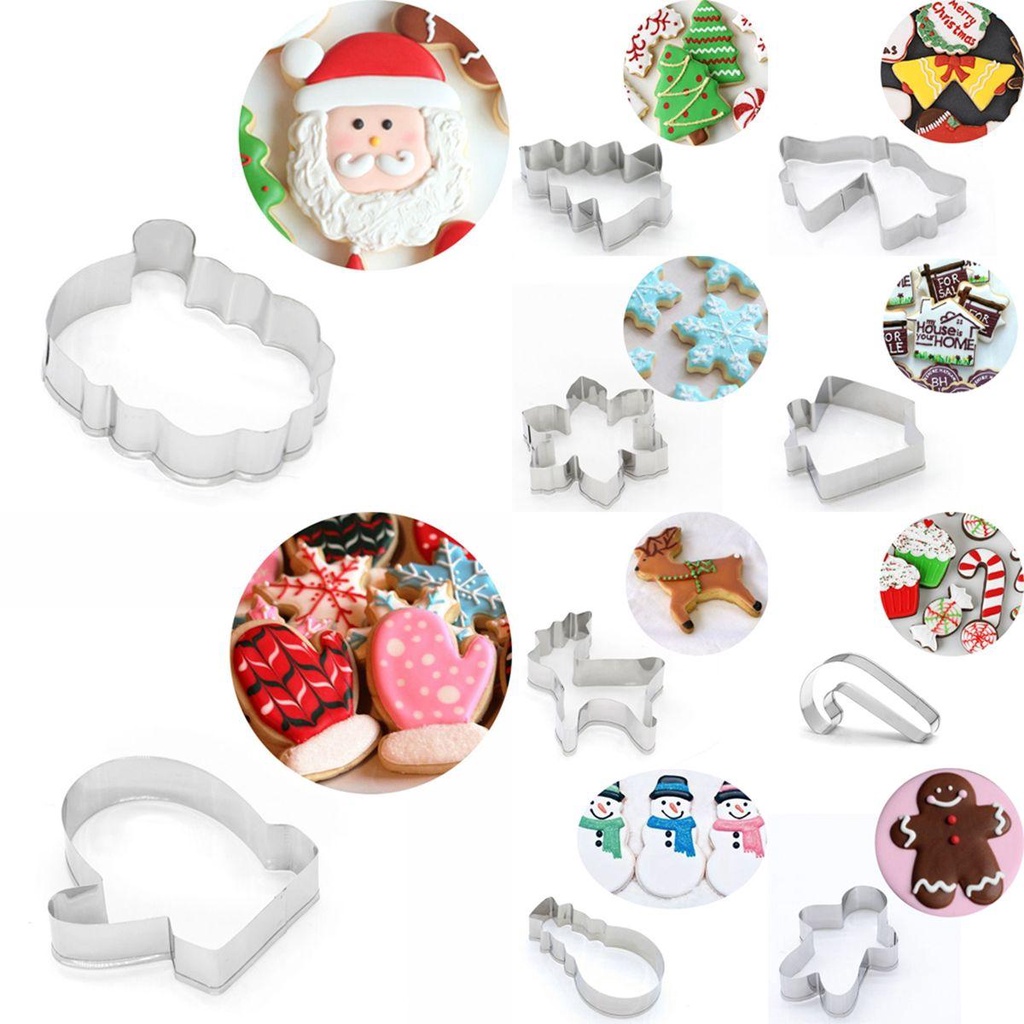 Khuôn Làm Bánh Quy Bằng Thép Không Gỉ Hình Giáng Sinh 3D DIY