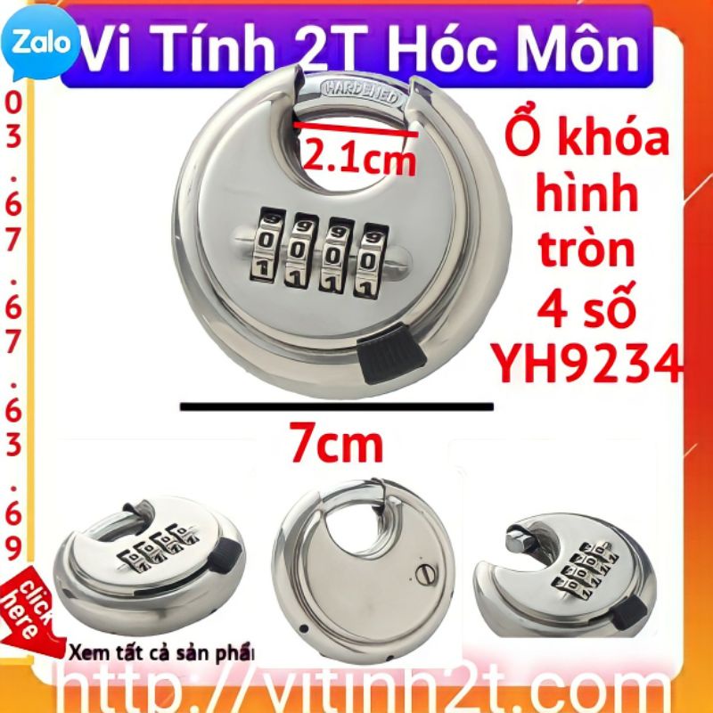 Ổ Khóa Inox Mật Mã Tròn 4 Số Chống Cắt vi tính 2t