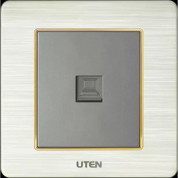Ổ cắm mạng Uten V6 - Ổ cắm mạng modular CAT6 mặt đế vuông viền bạc