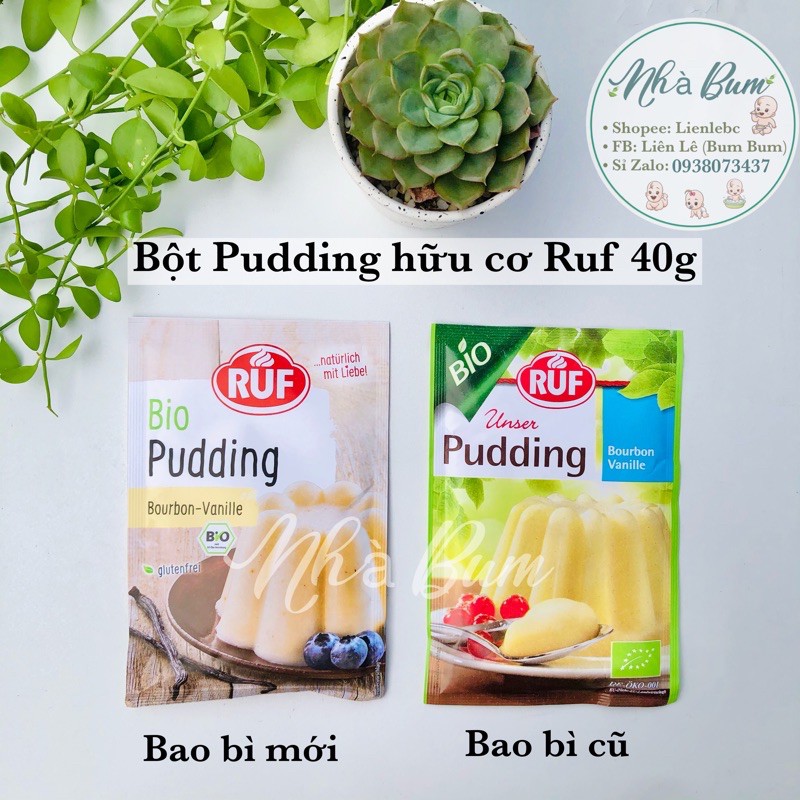 Bột Pudding hữu cơ hương Vani Ruf - 40gram