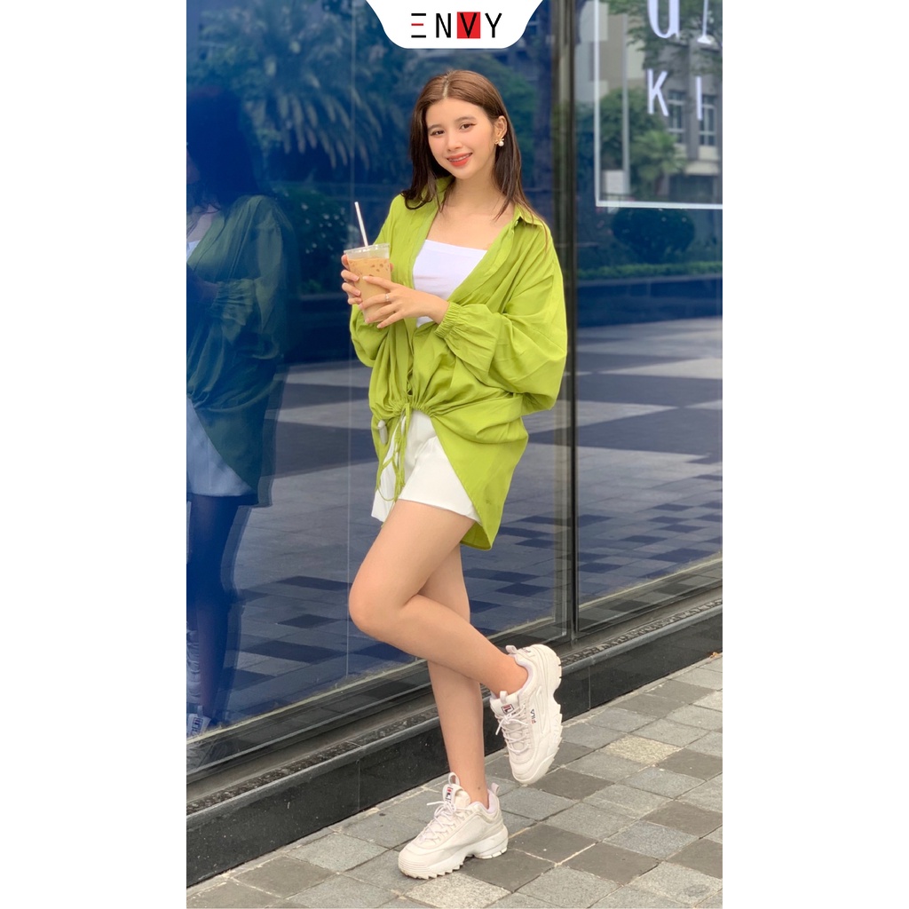 Sơ mi oversize kiểu rút dây ENVY S193 chất tơ ấn mềm mướt