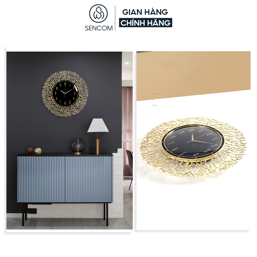 Đồng hồ treo tường nghệ thuật san hô đen SENCOM thiết kế phong cách Bắc Âu decor trang trí nhà cửa mã E05, E06