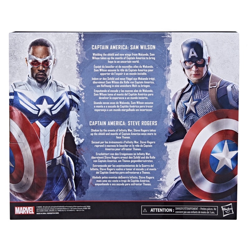 Mô Hình Marvel Legends Captain America Sam Wilson and Steve Rogers 2 Pack