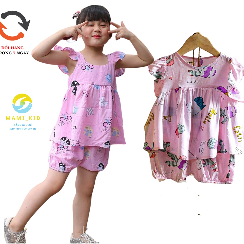 bộ đồ bé gái lanh lụa tay cánh tiên, 10-25kg mamikid