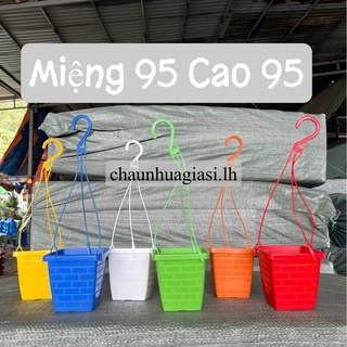 Chậu treo vuông mini kèm dây, trồng sen đá, xương rồng