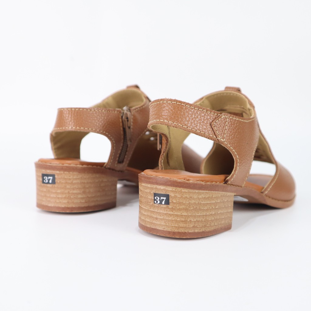 Giày sandal nữ da thật êm mềm ôm chân khoét độc đáo đế cao 3cm Cillie 1115