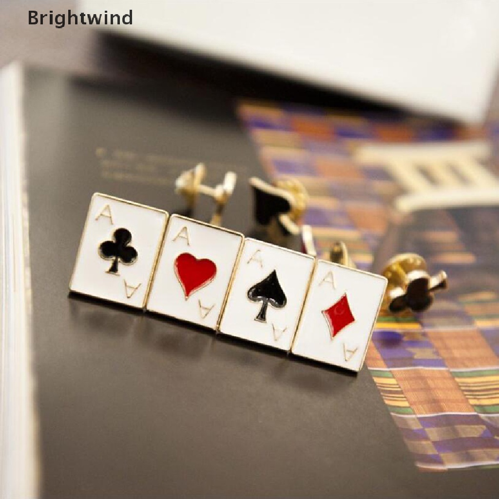 [Brightwind] 4/8Pcs Enamel Poker Brooch Small Poker Cufflinks Pins Collar Badges Jewelry Hot Sell