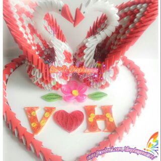 Cặp thiên nga tình yêu origami 3d khắc tên size nhỏ (quà tặng 8/3, valentine 14/2, 20/10, sinh nhật)
