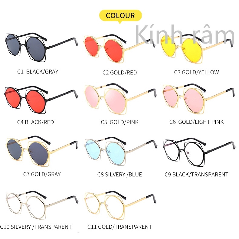 Kính mát gọng kim loại thiết kế cổ điển cho nam nữ