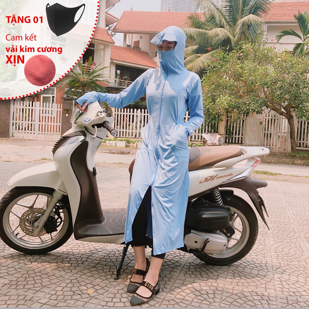 Áo chống nắng nữ toàn thân- tặng kèm 1 khẩu trang su 3D, vải thun kim cương xịn xuất NHẬT cao cấp (có video)