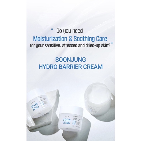 Etude House Soon Jung 50ml Kem Dưỡng Ẩm Dịu Da Hydro Barrier Cream Hàn Quốc