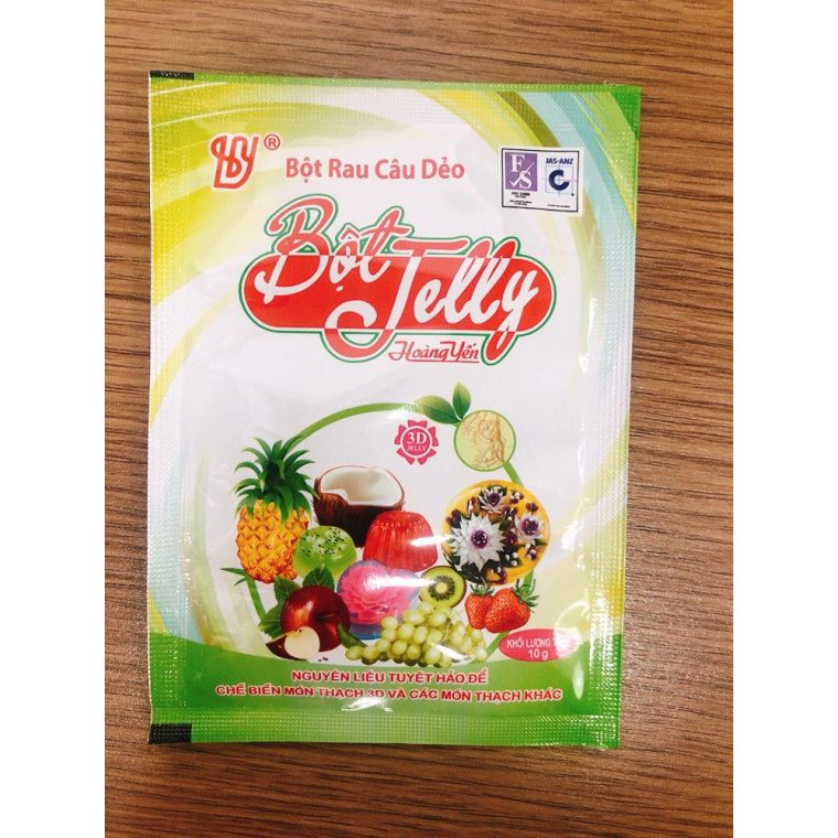 Hộp 12 gói bột rau câu dẻo Jelly hiệu Rovin Hoàng Yến dùng làm món rau câu dẻo, rau câu dừa, rau câu 3D