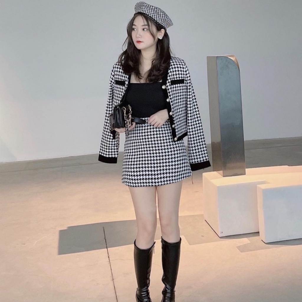 Set dạ tweed, Set dạ, Set áo dạ tweed tiểu thư phong cách Hàn thời trang nữ | BigBuy360 - bigbuy360.vn