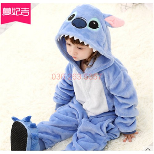 [GIẢM 40K] ❤️ FREESHIP ❤️ Bộ đồ thú Stitch Xanh Trẻ Em Loại 1