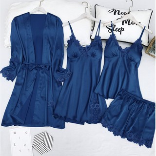 Set Áo Khoác 3 Món AMAKA Lụa Satin Cao Cấp AAK01AD01AS01