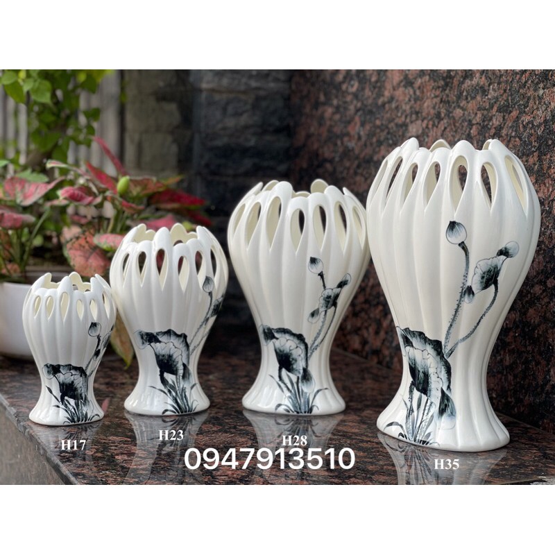 Lọ hoa Bàn tay Phật, Hoa Sen Đại thanh, hình chuồn, hình cô gái