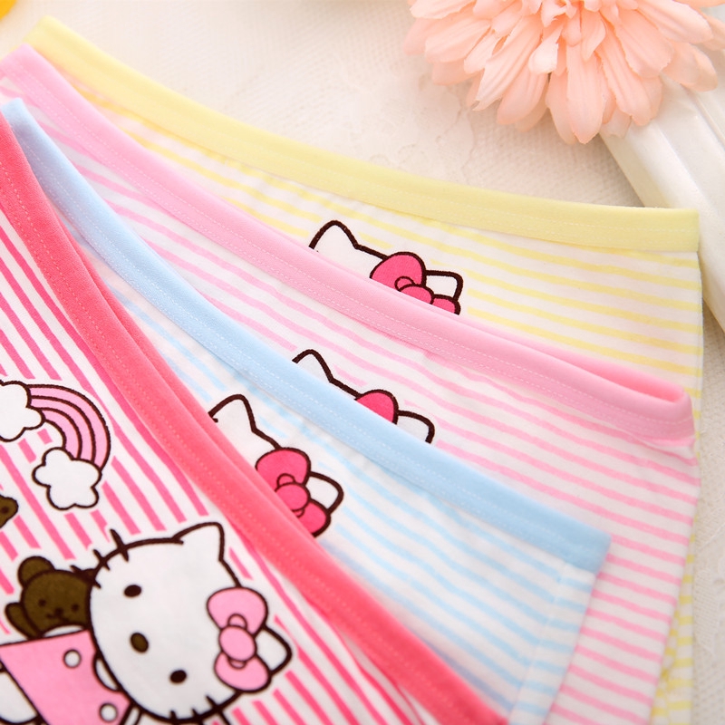 1 Quần Lót Boxer Cotton Thoáng Khí In Hình Hello Kitty Cho Bé Gái