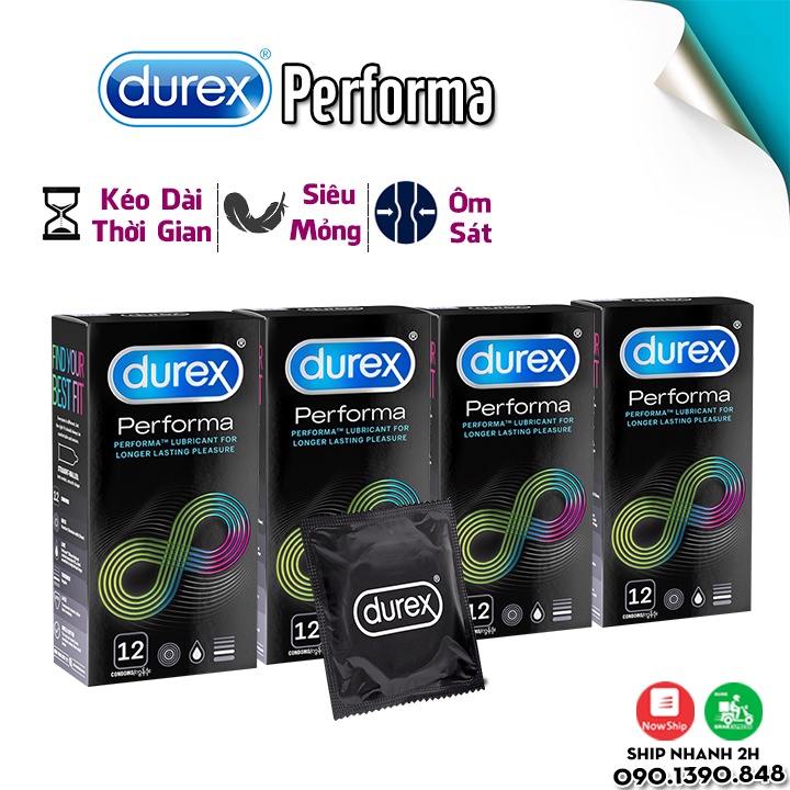 Bao Cao Su Durex Performa KÉO DÀI THỜI GIAN Q Hệ  + Tặng 1 hộp 3 cái
