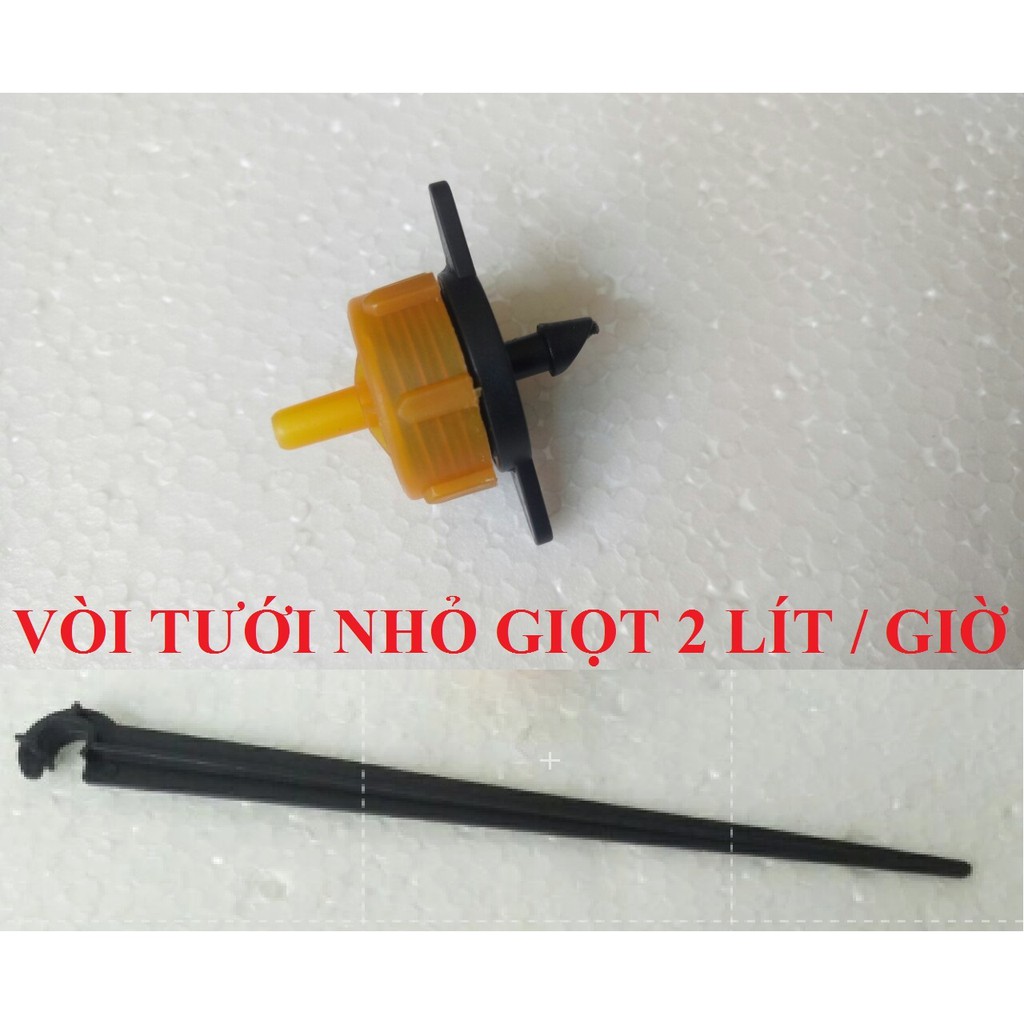 Combo 10 vòi tưới + 10 cây cắm đỡ ống nhỏ giọt 2 lít 1 giờ cho cây trồng phát triển tốt nhất - Nhựa 