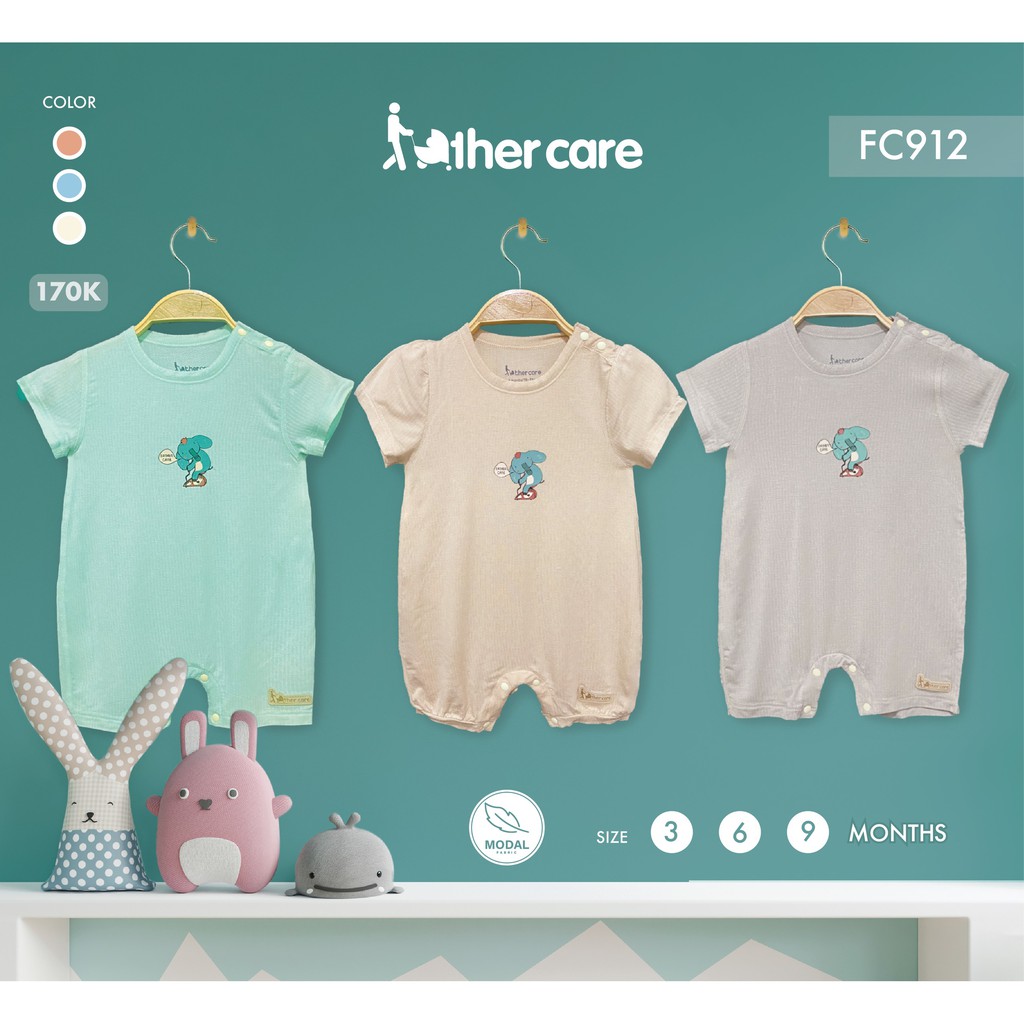 Body sơ sinh FatherCare Cài vai CT - Voi đạp xe FC912