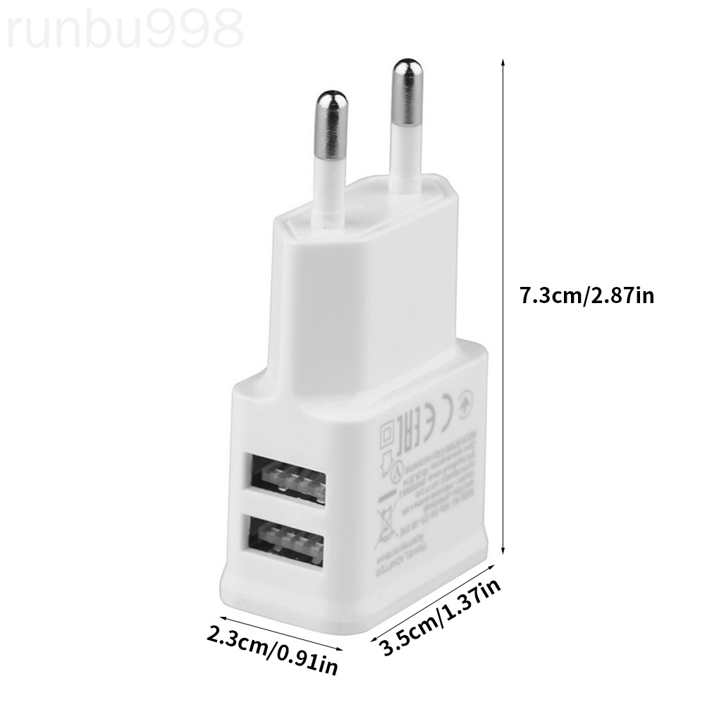 Củ sạc điện thoại hai cổng USB phích cắm EU thông dụng cho đi du lịch