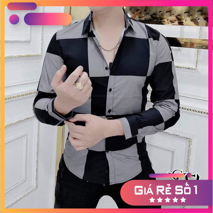 Áo sơ mi họa tiết caro vuông lớn lịch lãm sang trọng mã TSM 020