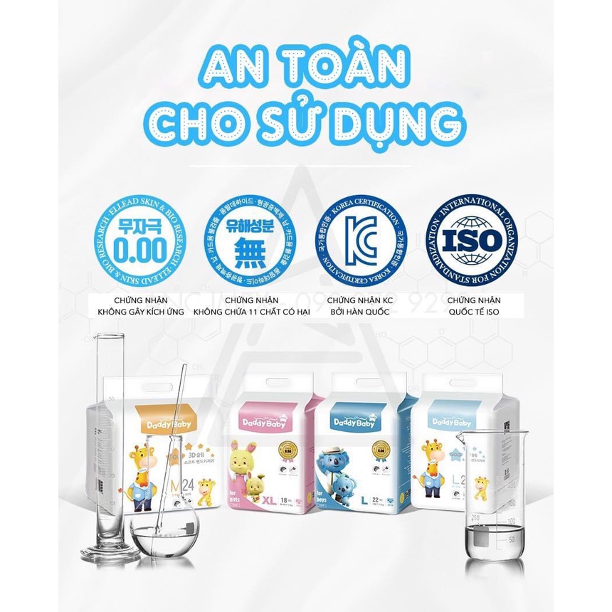 Bỉm DADDY BABY nội địa HÀN QUỐC siêu mỏng 0,28CM, siêu thấm hút [MẪU MỚI] S28/M24/L22/L20/XL18/XXL17