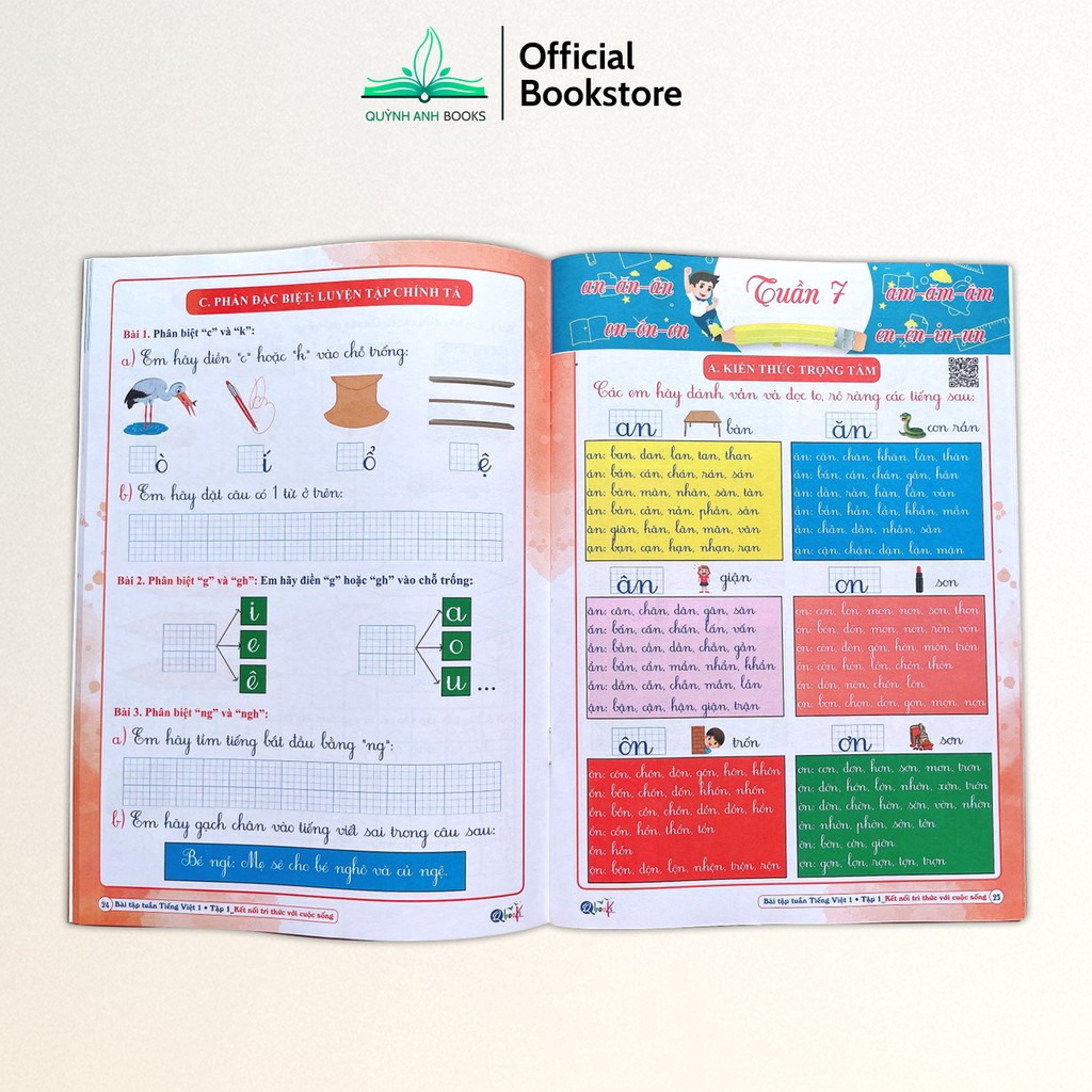 Sách - Combo bài tập tuần và đề kiểm tra tiếng việt lớp 1 học kỳ 1 (Kết nối tri thức với cuộc sống) - NPH Qbooks