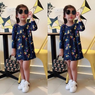 Váy cotton dài tay cho bé gái