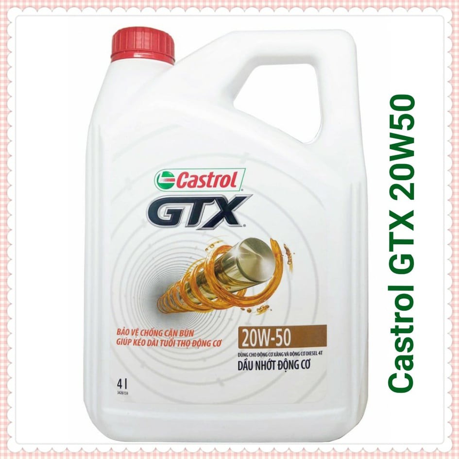 Nhớt xe ô tô cao cấp Castrol GTX 20W50" CHÍNH HÃNG " Can 4L  bảo vệ chống cặn bùn