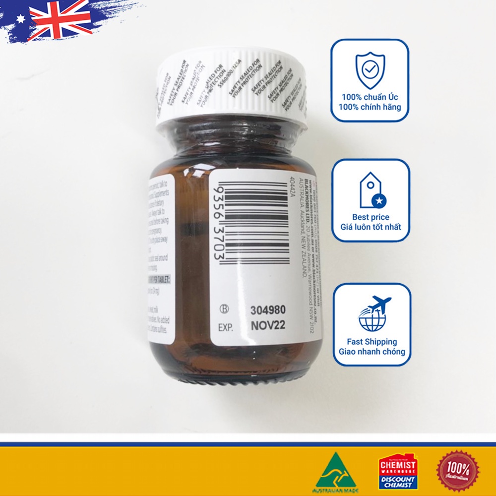 [Tem Chemist] Viên uống bổ sung sắt Blackmores cho bà bầu của Úc Blackmores Iron 30 viên (SP3)