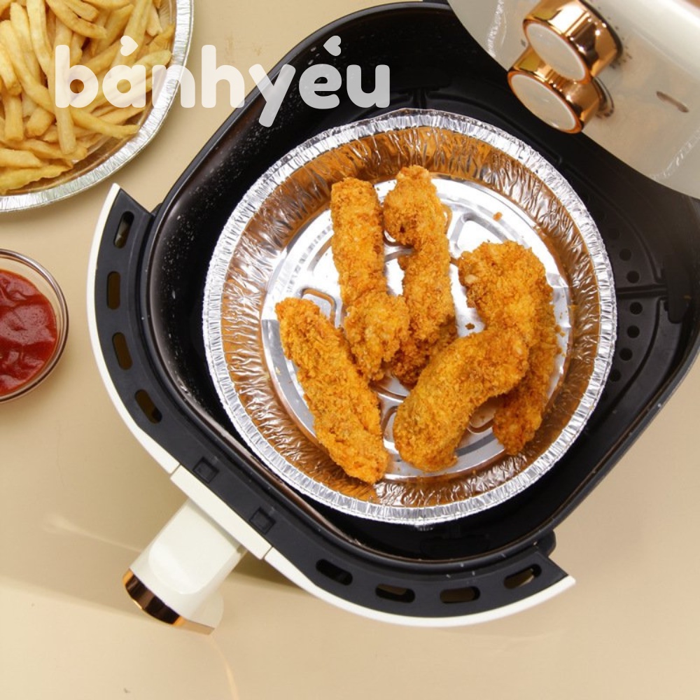 Tô Giấy Bạc Lót Nồi Chiên Không Dầu, khuôn giấy nhôm nướng bánh dùng 1 lần tiện dụng 23*4.5cm