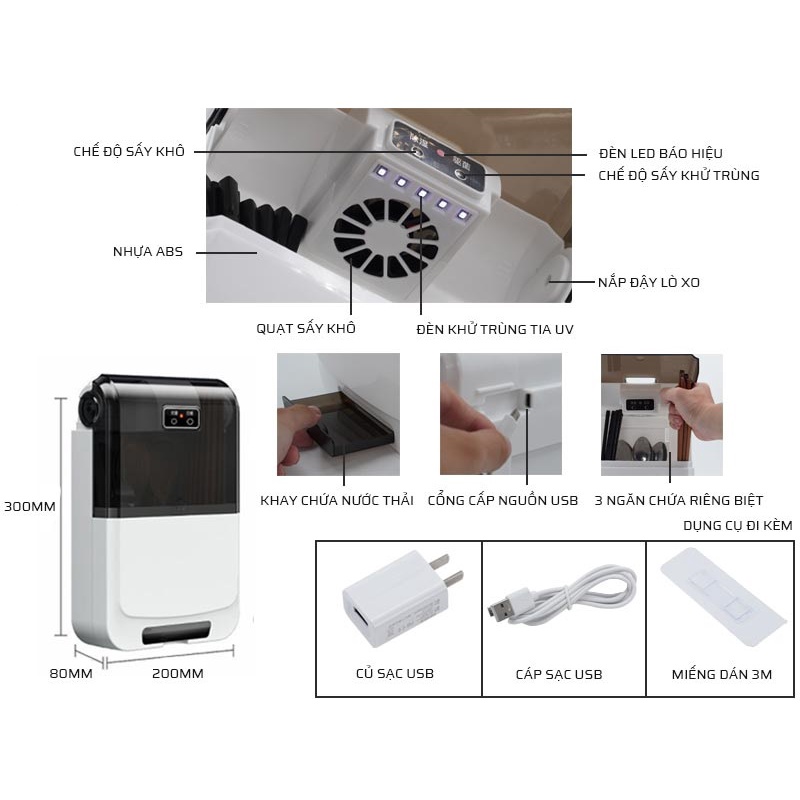 Máy sấy khô và khử khuẩn đũa thìa cao cấp tránh ẩm mốc và giúp bảo vệ sức khỏe