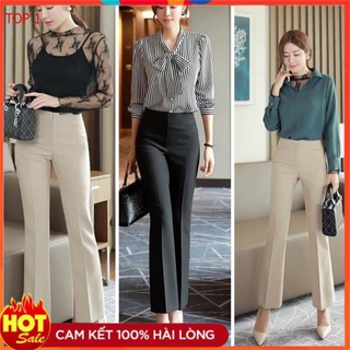 Quần ống loe cạp cao 2 cúc cao cấp