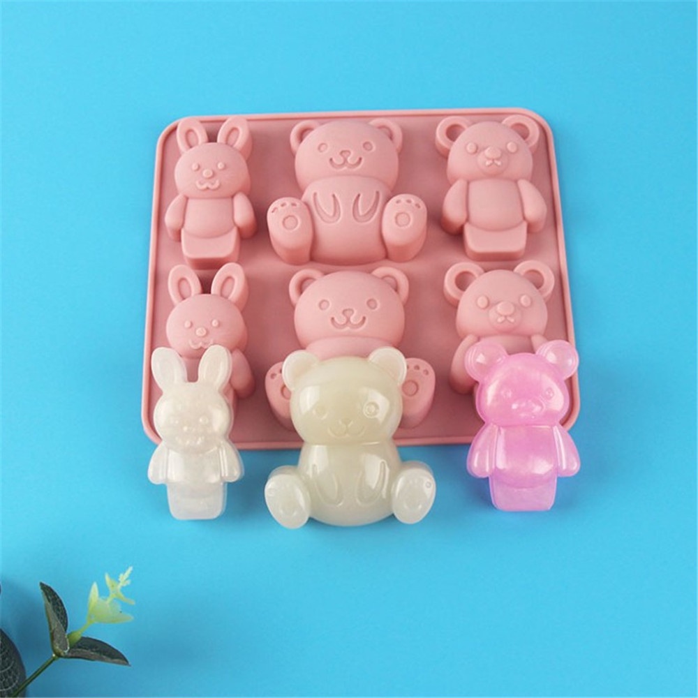 Khuôn Silicone Làm Bánh Kẹo Hình Thỏ/Gấu Hoạt Hình Nhỏ Xinh