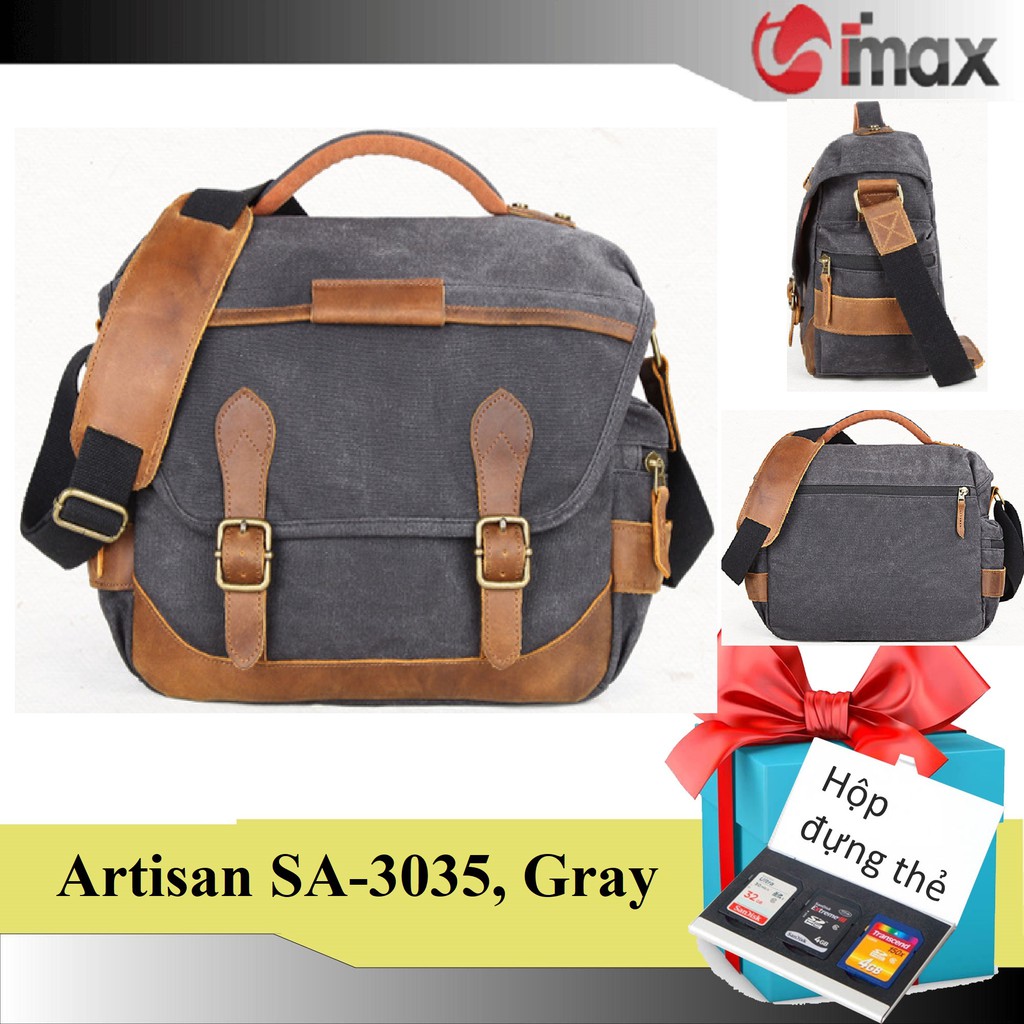 Túi máy ảnh đeo chéo Artisan SA-3035, 3 màu, Tặng hộp đựng thẻ nhớ