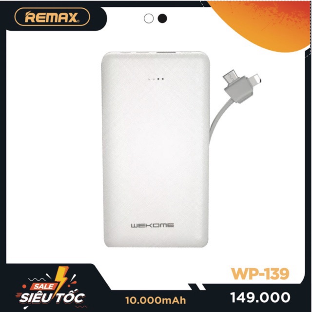 Xả kho Sạc dự phòng WK 10.000mah wp-139. Thiết kế nhỏ gọn. Tích hợp 3 đầu ra.