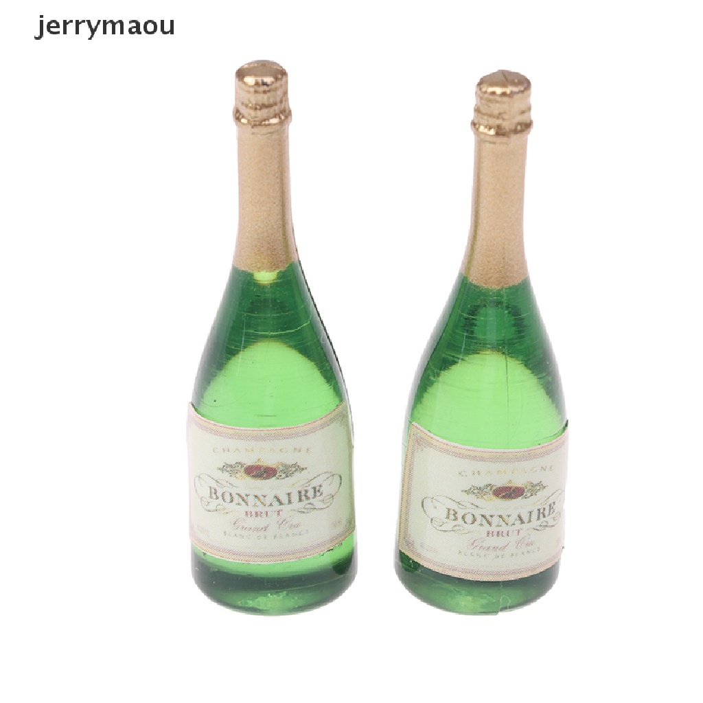Bộ 2 Chai Rượu Champagne Mini Tỉ Lệ 1 / 12 Dùng Trang Trí Nhà Búp Bê