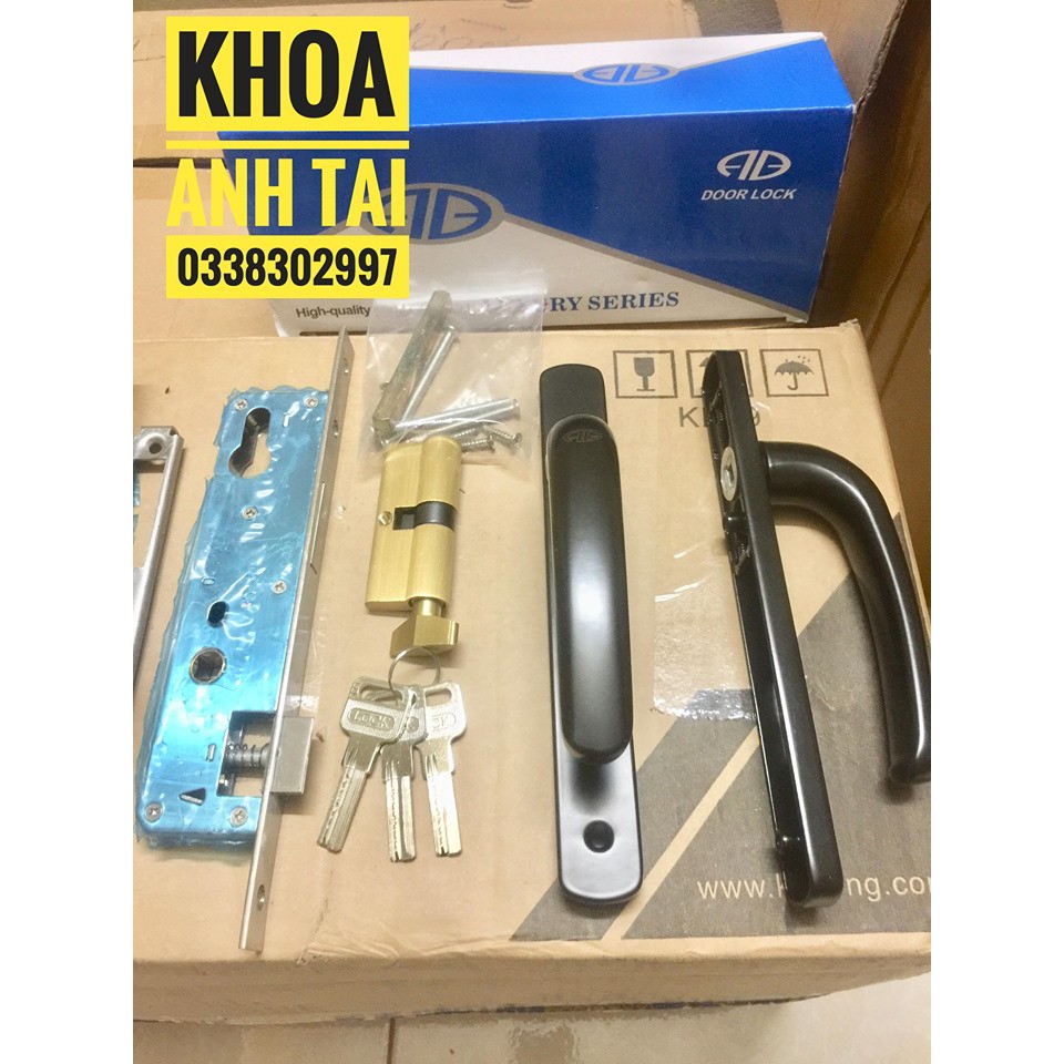 Khoá tay gạt cửa nhôm AG lắp hệ Việt Pháp 4500, hệ PMA, hệ 55, hệ 700, hệ 1000, sắt hộp 3x6, hộp 4x8